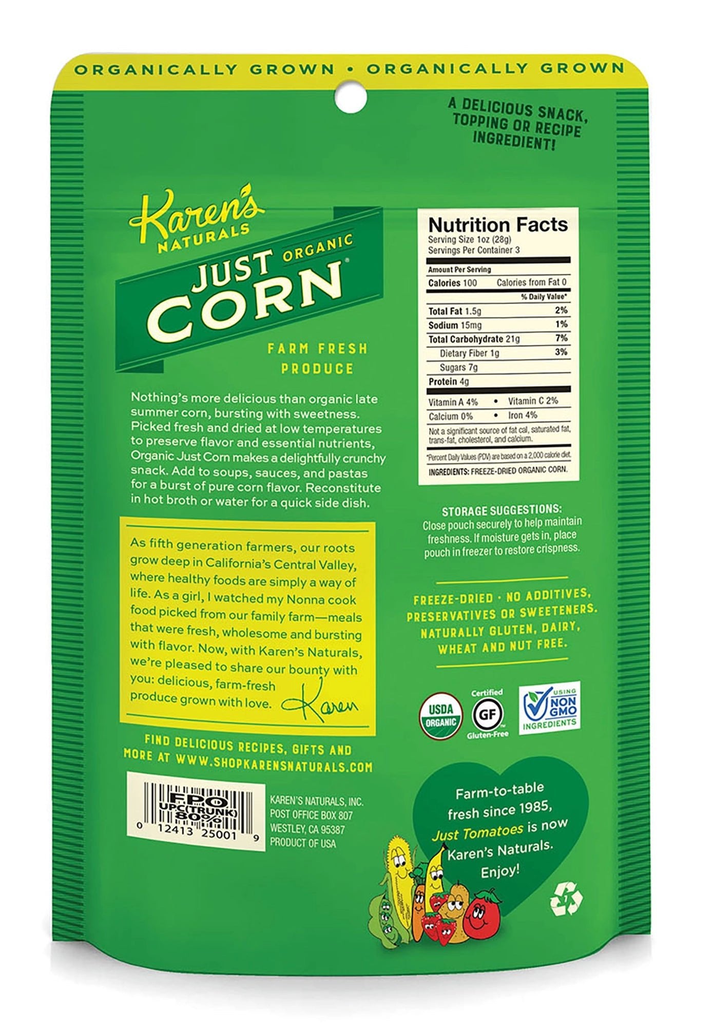 Organic Just Corn - Karen's Naturals