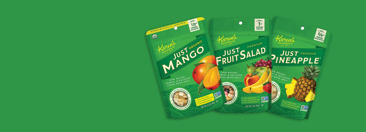 Karen's Naturals Freeze Dried Fruits and Veggies. Great for Back-to-School snacks, hiking, and just everyday snacking!