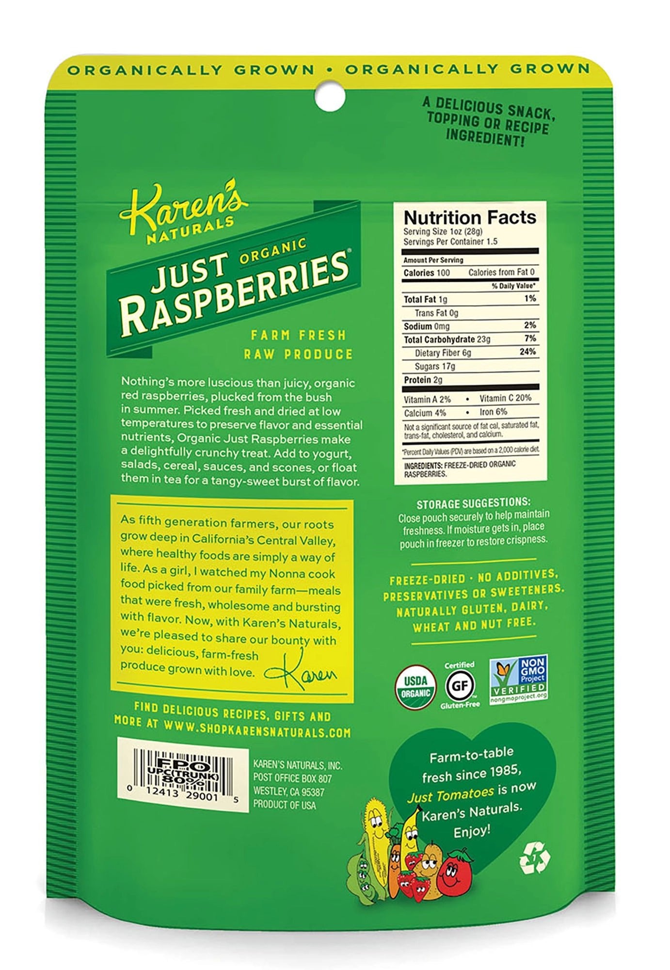 Organic Just Raspberries - Karen's Naturals